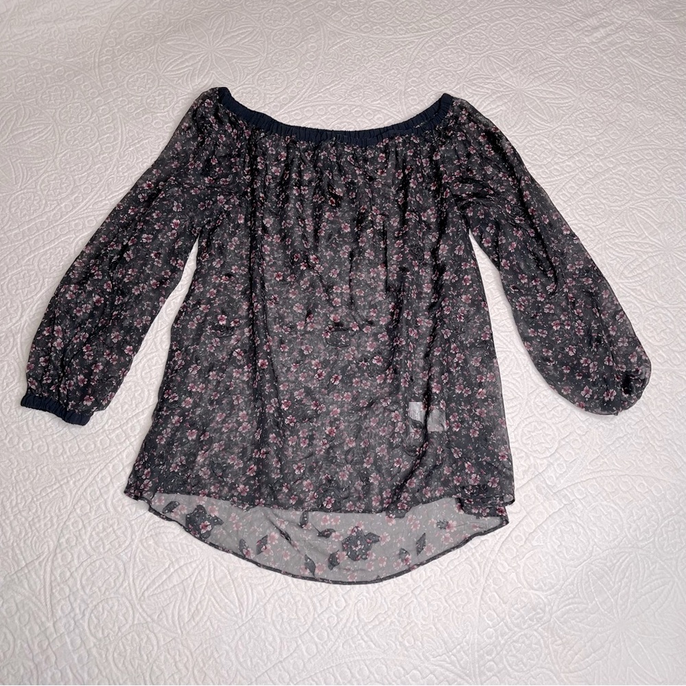 Ellen Tracy Sheer Floral Top